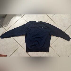 Nike Men's Navy Blue Swoosh Embroidered Sweatshirt Large